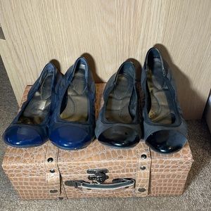 Dexflex comfort black blue bundle ballet flats spandex shiny toe heel size 7